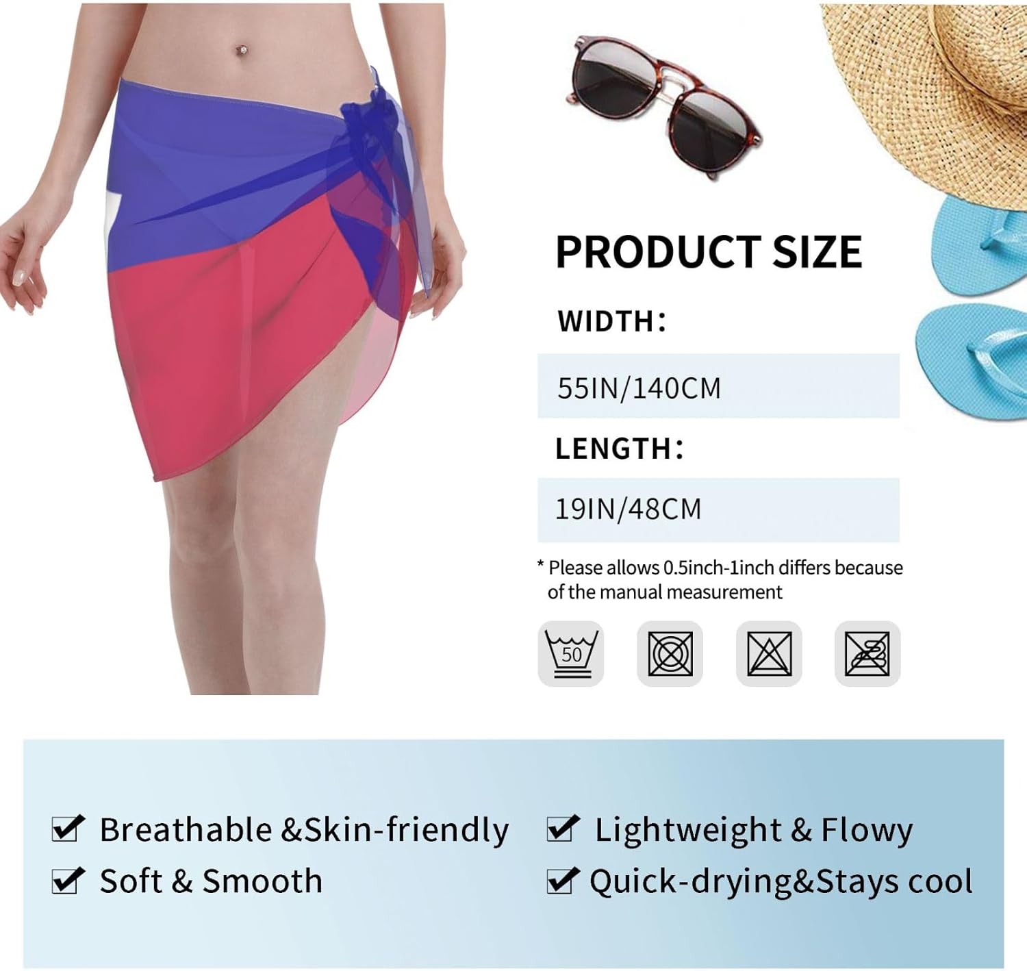 Rainbow Love Women Short Sarong Beach Wrap Sheer Bikini Chiffon Swimsuit Cover Up Skirt For Swimwear - Image 3