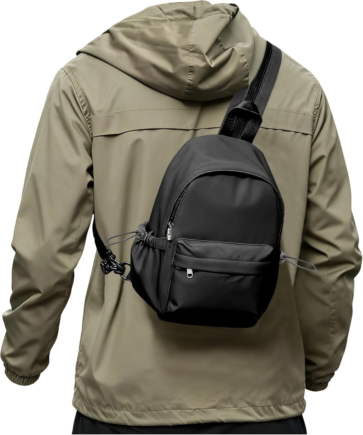 SEAFEW Small Black Sling Crossbody Bag for Men Women, Shoulder Daypack Mini Anti-Theft Cross Body Motorcycle Chest Bags, Small One Strap Fanny Back Pack for Casual Travel Hiking Sport Gym