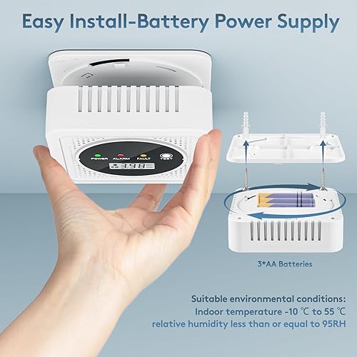 Miniatura 7 de 2 en 1, detectores de monóxido de carbono, detector de humo, alarma de CO de combinación de humo, alarma de 85 db, pantalla grande LCD, con 3 pilas