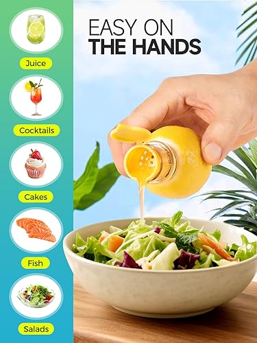 Miniatura 4 de Exprimidor de limón con tapa de rosca, 4 exprimidores manuales con filtro, exprimidor portátil de cítricos para limón, lima, naranja, exprimidor de