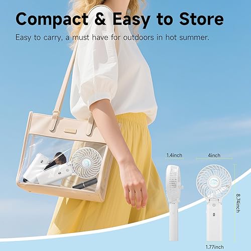 Miniatura 7 de HandFan Ventilador de mano portátil de 10400 mAh, ventilador de mano de larga duración de 40 horas recargable, mini ventiladores personales