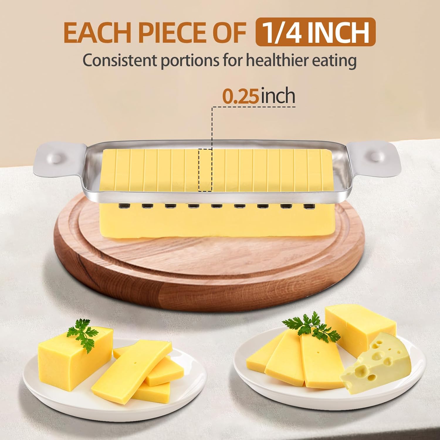 Premium Cheese Slicer & Butter Slicer Set – Multi-Functional Handheld Slicers for Mozzarella, Cheddar, Gruyere, Soft Cheese, Butter & Fruits – Ergonomic Grip, Non-Stick & Dishwasher Safe