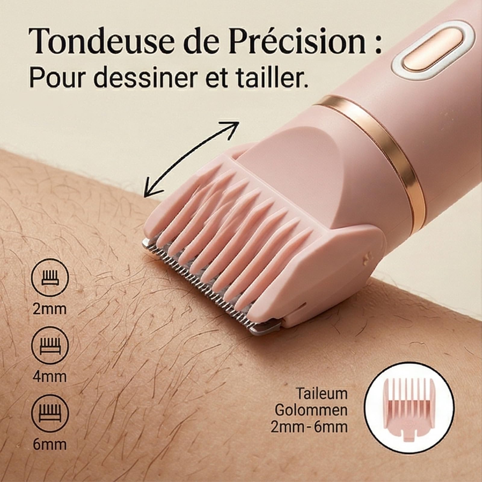 Rasoir Klyne Femme, Klyne Tondeuse Femme —— Tondeuse Intime & Sourcils, Recharge USB, Étanche IPX7, Pour Bikini, Aisselles, Jambes et Nez - 5