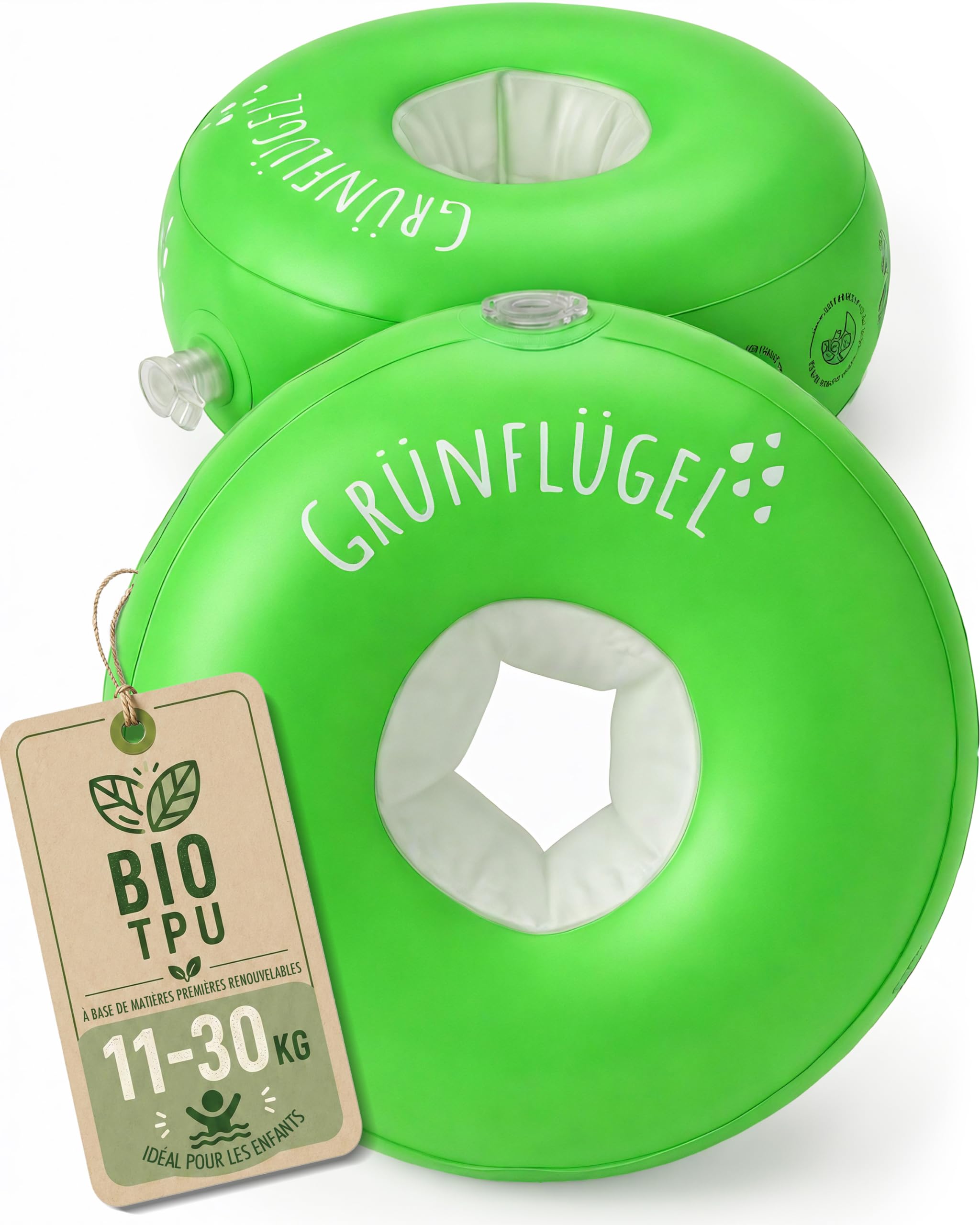 Brassards verts à partir de 1 an - Sûrs, doux pour la peau et sans plastifiants I 11 - 30 kg I Brassards ronds Swim Aide à la natation Bébé à partir de 1 an Enfants 2 ans Brassards