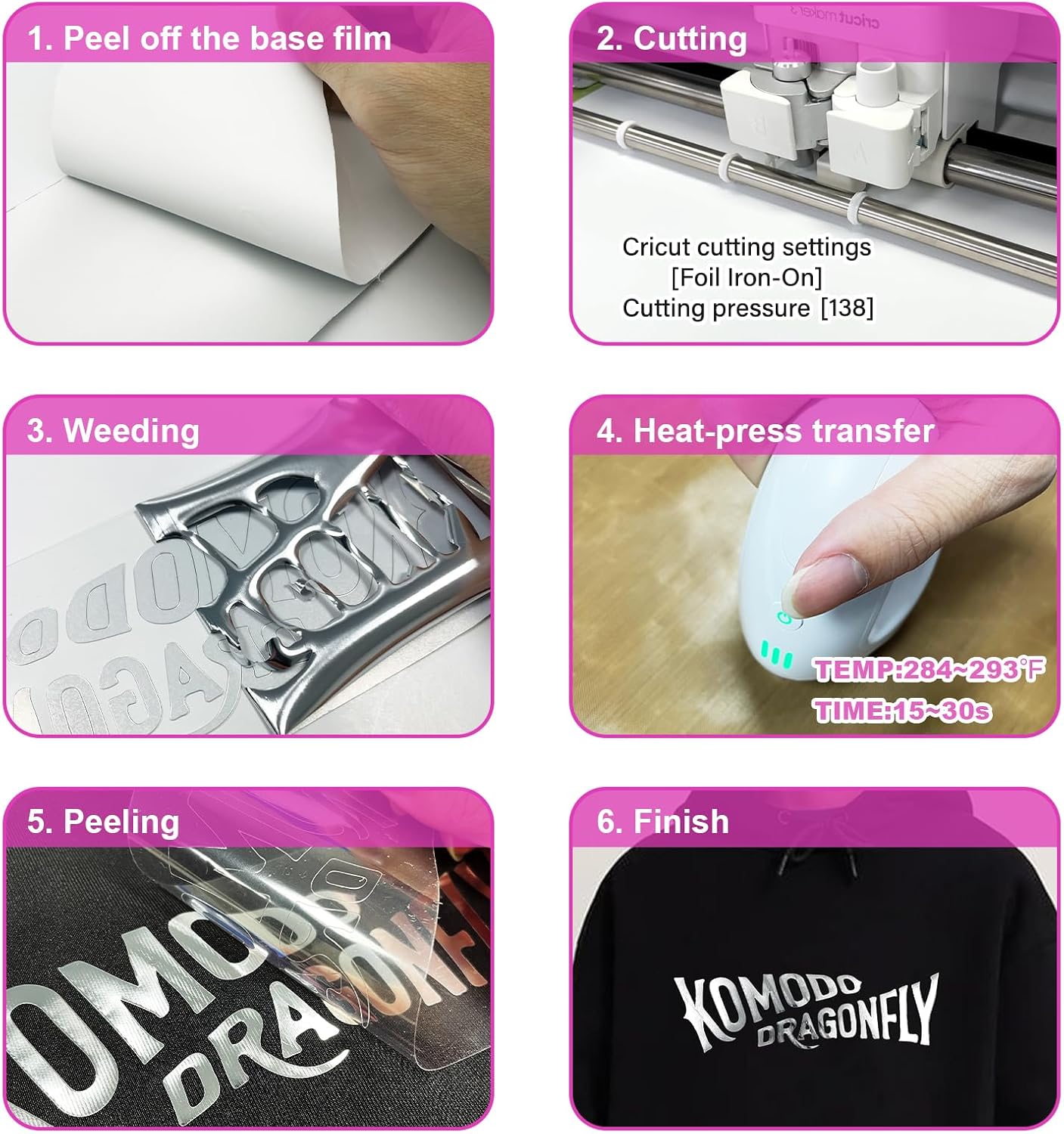 Royal Blue Metallic Foil HTV Vinyl Roll - 12" x 5ft Chrome Iron on Vinly for Cricut & Silhouette Cutter Machines, Easy to Cut and Transfer DIY Heat Press Design for T-Shirts Fabric - Image 2