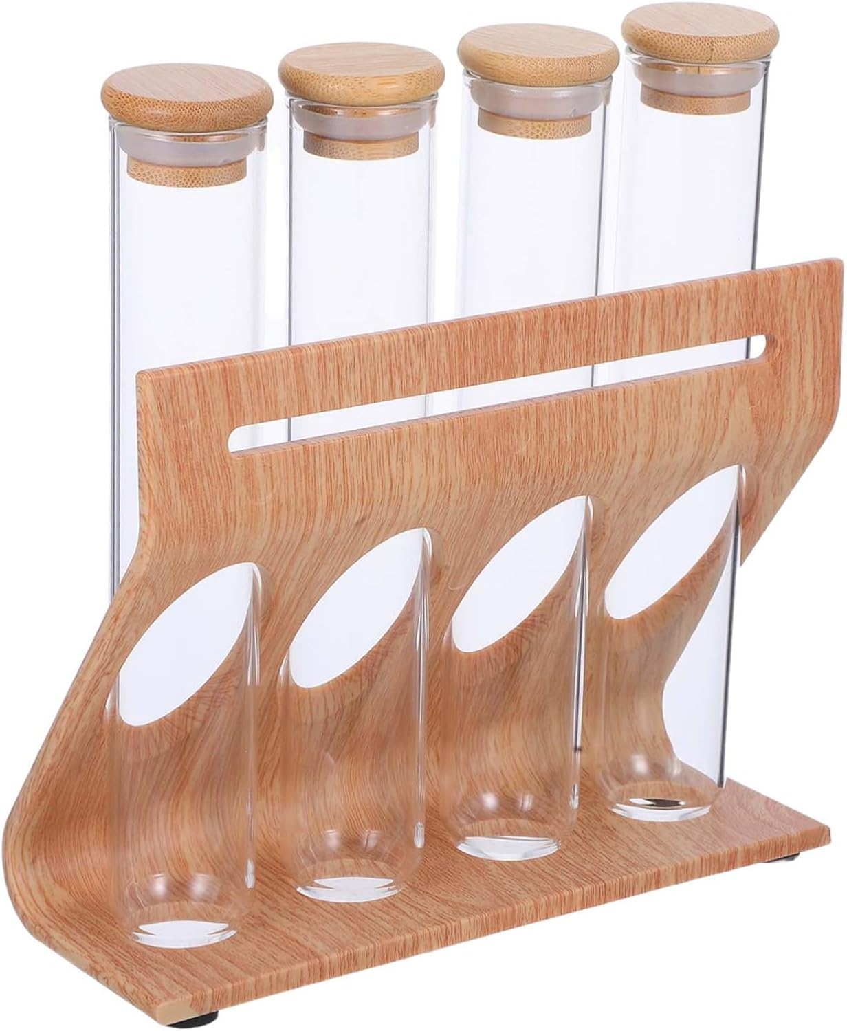 Ciieeo 1Set Clear Glass Coffee Bean Display Rack with Transparent Tubes Stylish Storage for Teahouses Cafes and Kitchens Lightweight Compact Design for Easy Carrying