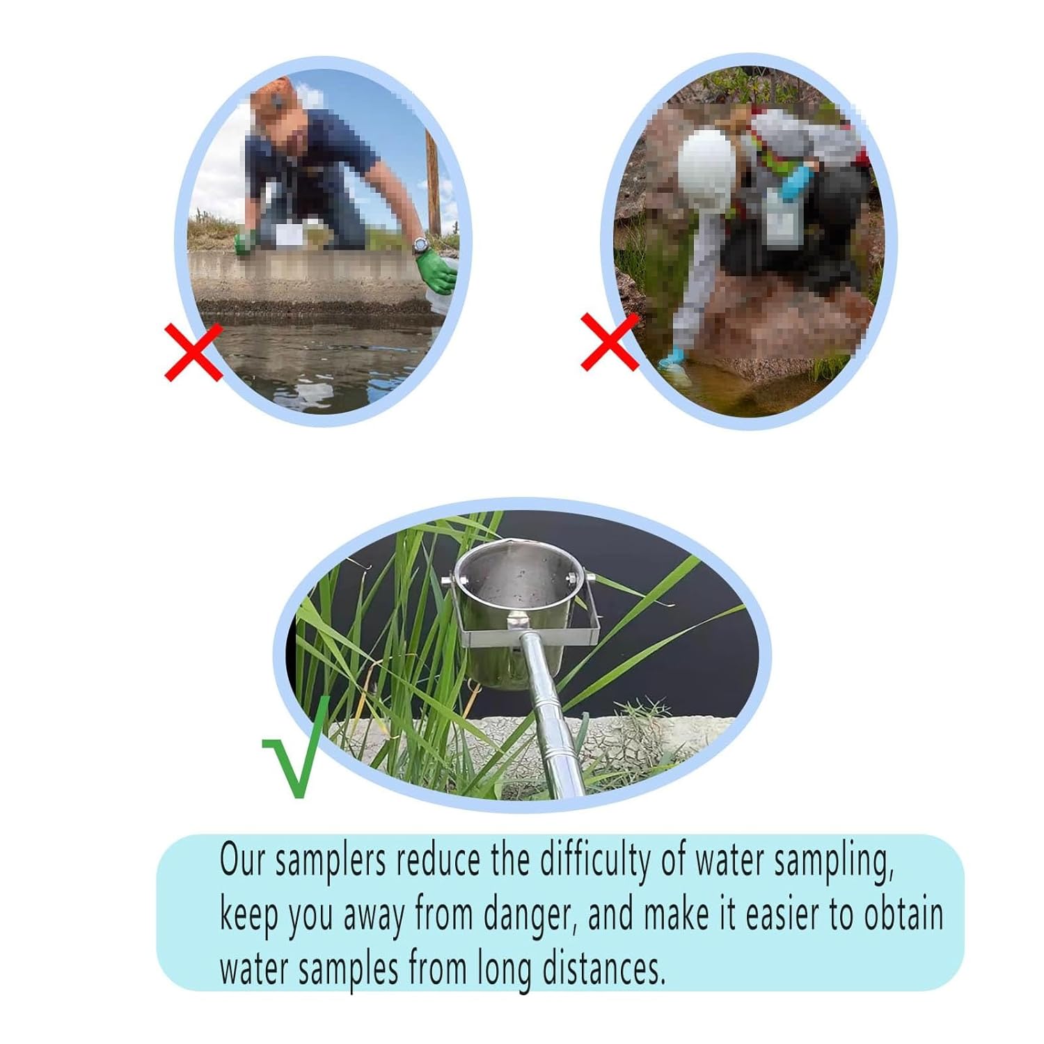 Telescopic Stainless Steel Water Sampler,Pendulum Beaker Sampler for Water Testing, Lab Sampling, Environmental Monitoring(1000ml,1.23-5m/4-16.4ft)
