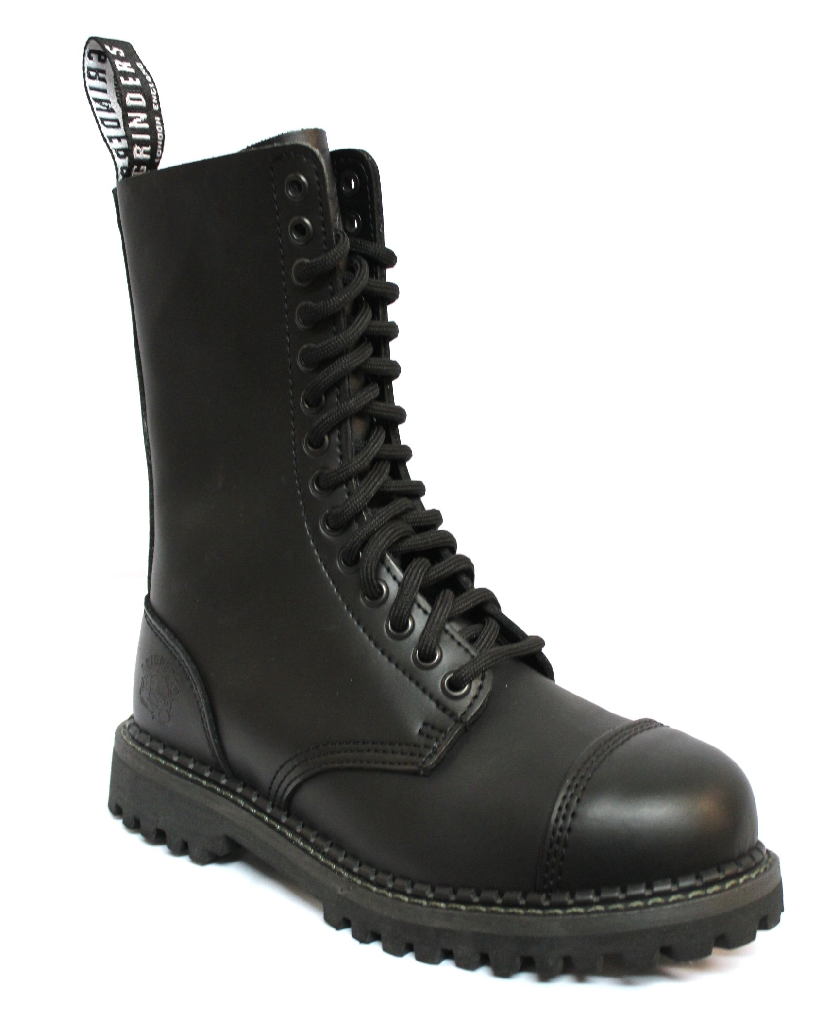 Grinders Herald Unisex Ranger Aus Schwarzem Leder Ranger Military Stahlkappe Stiefel Mit 14 Ösen Zum Schnüren