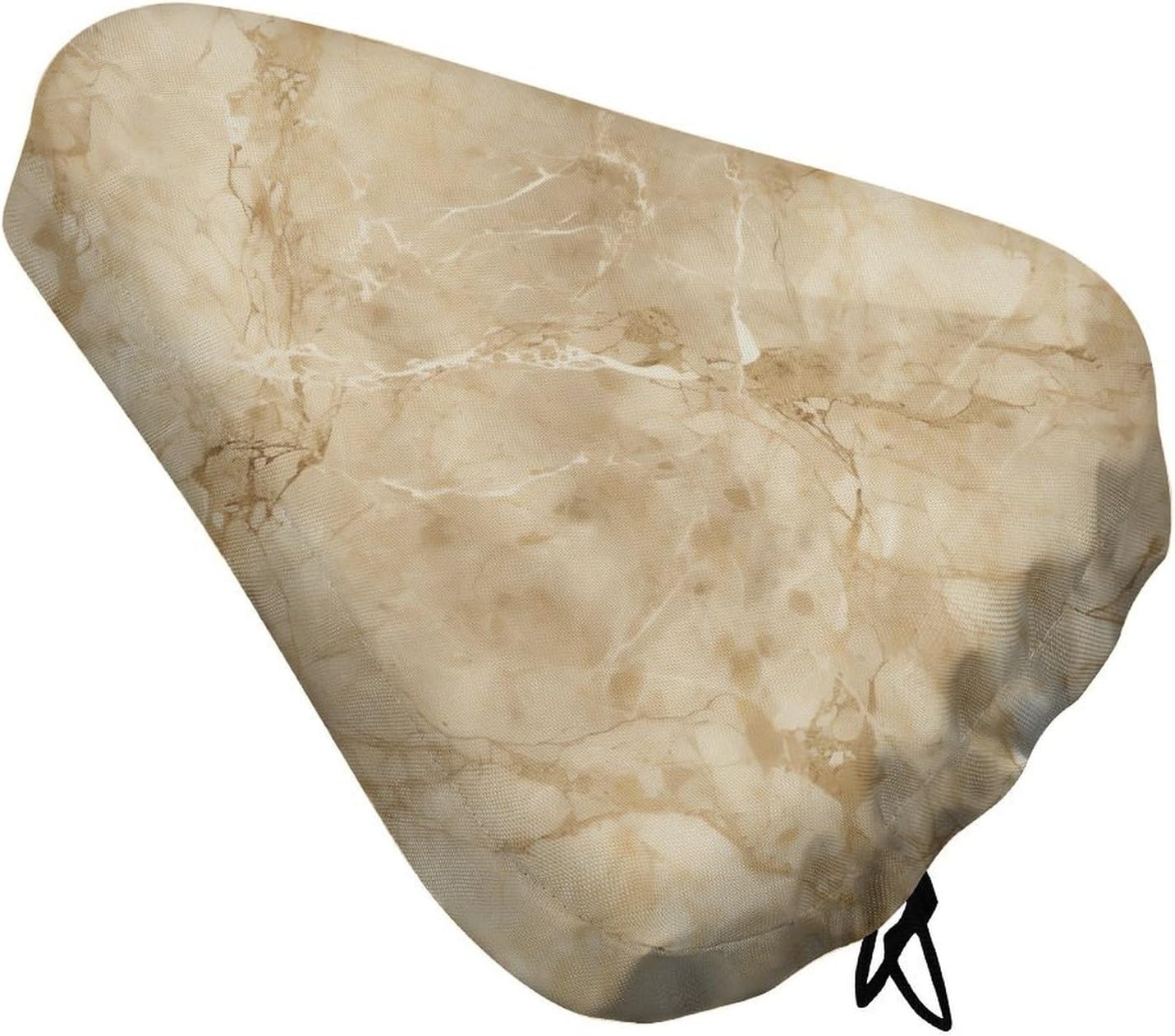 Light Beige Marble Bike Seat Cover Water-Repellent Exercise Bike Seat Cushion Bicycle Saddle Cover with Drawstring Rain Snow Dust Covers for City Mountain Road Biking