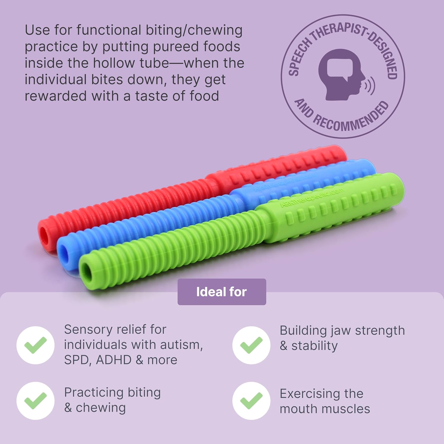 ARK Bite Tube Hollow Chew Tool, Sensory Toys for Kids and Adults, Chewy Fidget for Autism, ADHD, SPD, Anxiety, Medical-Grade Chew Tools, Standard, Softest, Yellow, Smooth