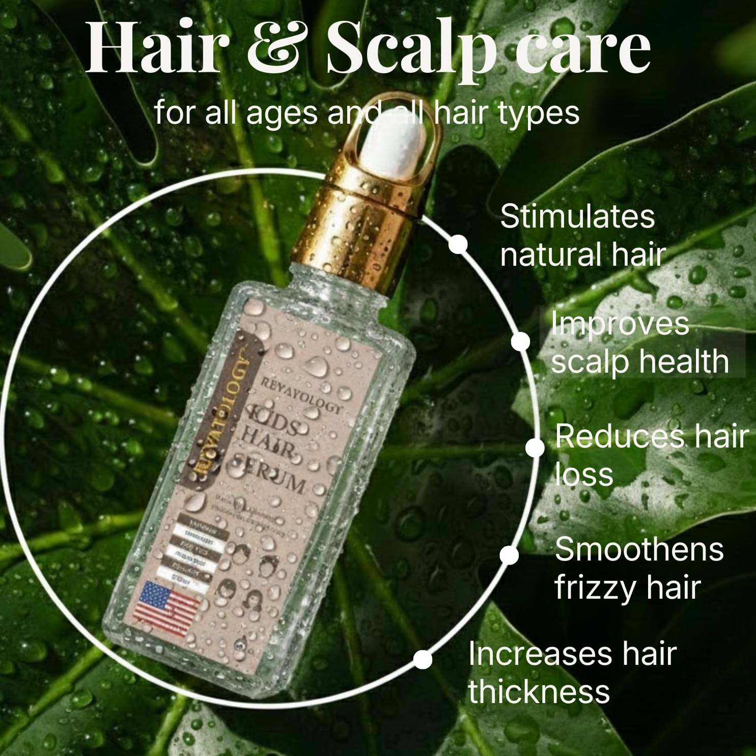 Revatology Kids & Baby Hair Serum (Made in USA) Gentle Leave In Scalp & Hair Growth Treatment for all ages, Babies and Toddlers, with 30 Botanicals, Chemical Free Anti Frizz Dry Scalp