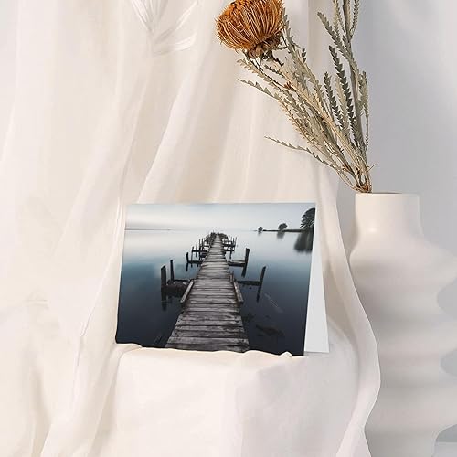 Miniatura 4 de NONHAI Greetings Cards with Envelopes Thinking of You Card Old Wood Pier Above Calm Water Blank Note Card All Occasion Greeting Cards for Birthday,