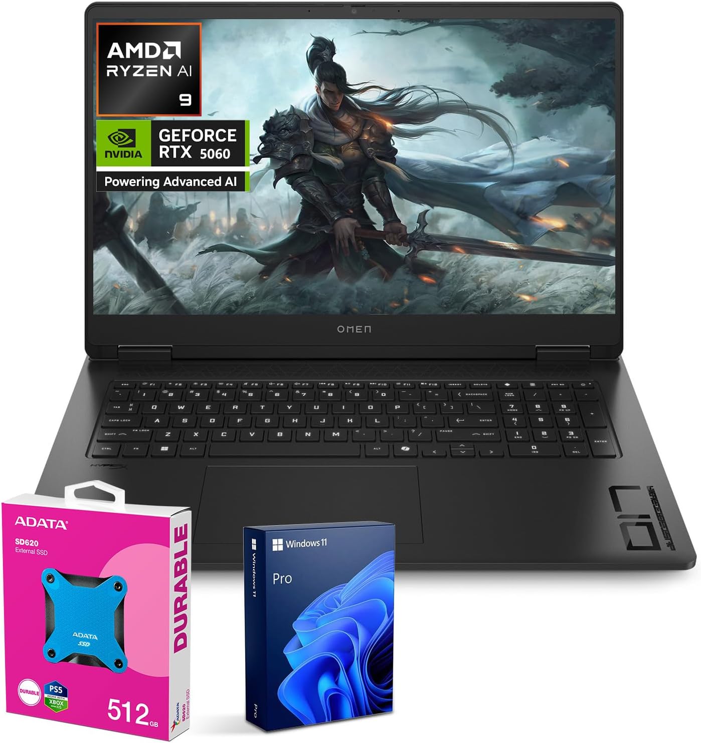 HP OMEN 17.3″ RTX 5060 AI Pro FHD IPS 144Hz Gaming Laptop, AMD Ryzen AI 9 365(Be…