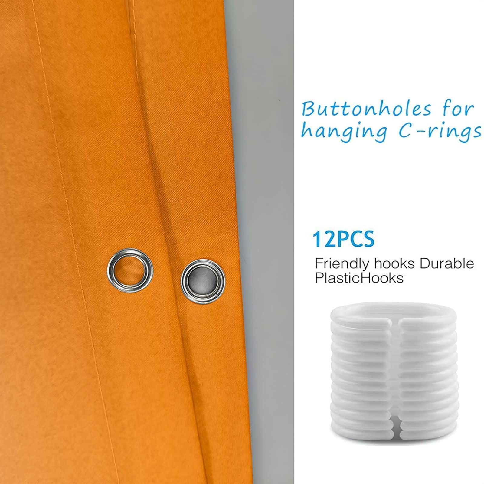KnSam Douchegordijn, gordijn voor badkamer kleurverloop oranje polyester anti-schimmel waterdichte gordijnen voor badkuip badkamer incl. 12 douchegordijnringen oranje 165 x 180 cm