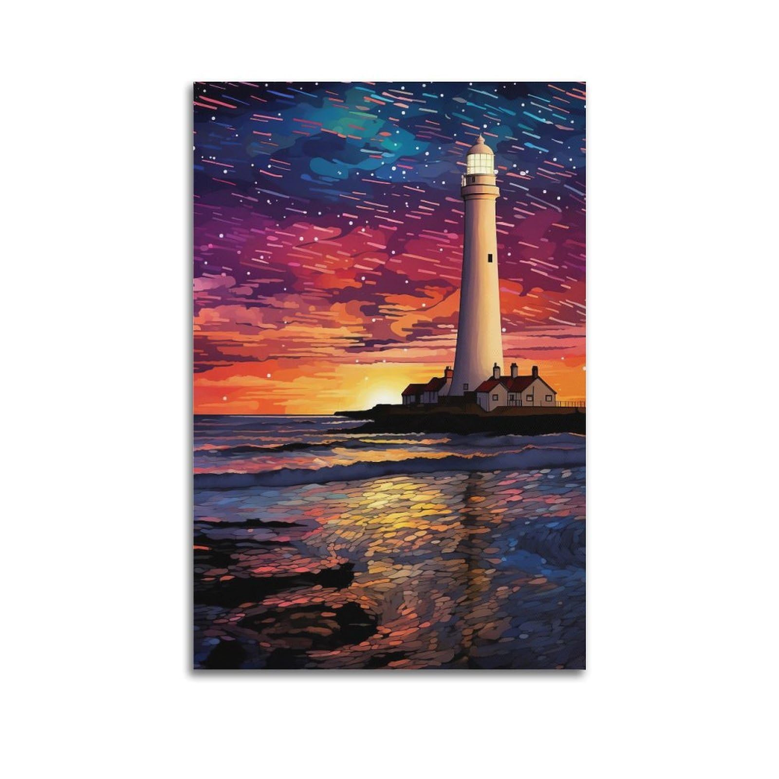 CXHJCA Lighthouse Poster Sunset Serenity Poster Decorative Painting Canvas Wall Posters And Art Picture Print Modern Family Bedroom Decor Posters 20x30inch(50x75cm)