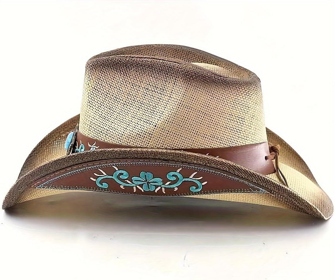 Western Straw Cowboy Hat Beach Cowgirl Hats for Adults