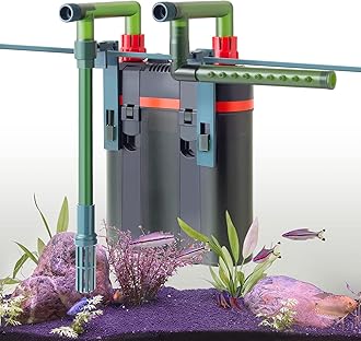 PYPABL 450L/H-1500L/H Aquarium Canister Filter, 5W/8W/15W Fish Tank External Filter, Aquarium Hang on Filter with Biochemical Sponge, Ceramic Balls for up to 650L Tank (450L/H
