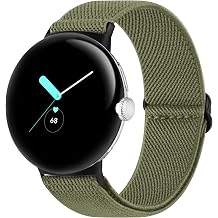 Oumida Stretchy Nylon Solo Loop Band Compatible with Google Pixel Watch Band for Women Men, Adjustable Soft Elastic Braided Straps Sport Replacement Wristbands for Google Pixel Watch Bands