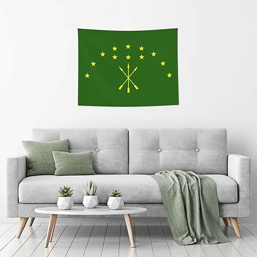 Miniatura 6 de Rqwaaed Tapiz de bandera circasiana adorna perfectamente la pared de 29 x 37 pulgadas