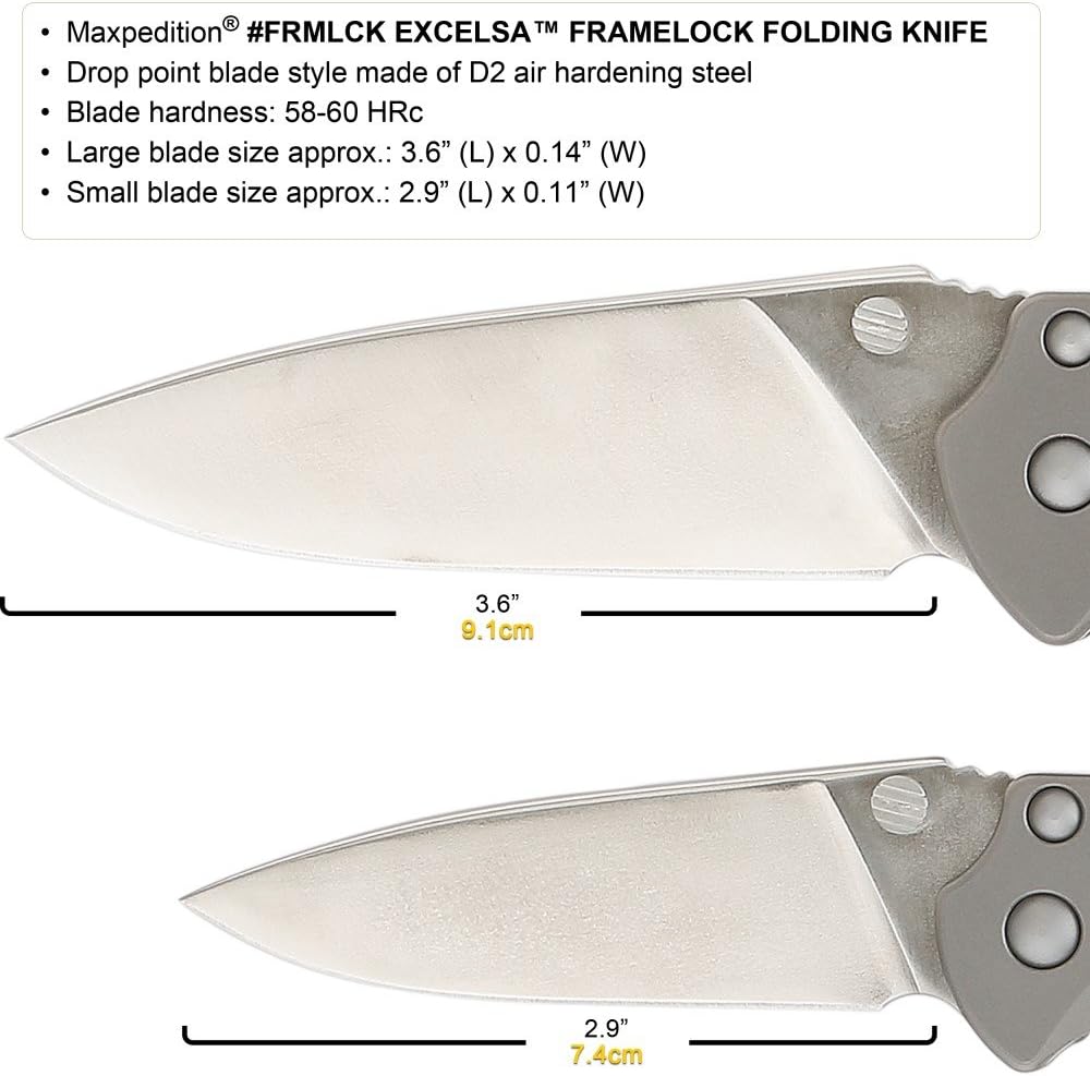 MAXPEDITION EXCELSA Large Framelock Folding Knife (D2 Blade, Titanium Handle)