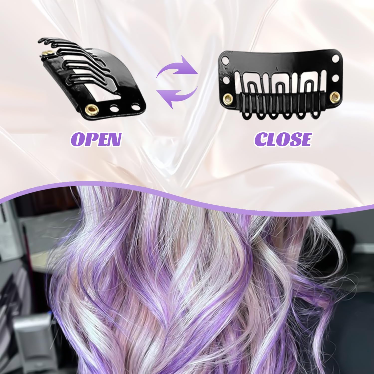 10 Pcs Purple Hair Extensions, Light purple, 55 cm - Image 4