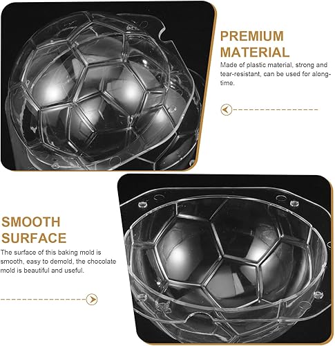 Miniatura 8 de Kichvoe 2 moldes de chocolate de fútbol para hornear bricolaje, moldes de plástico antiadherentes para decoración de pasteles para galletas, dulces