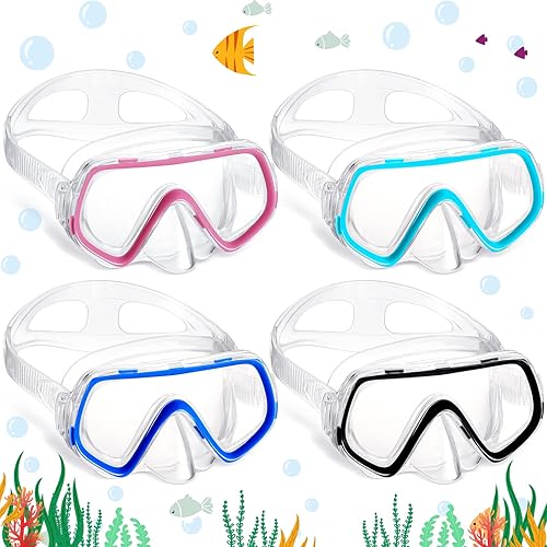 4 gafas de natación unisex para niños de 6 a 14 años, de vidrio templado, máscara de buceo, máscara de natación con cubierta de nariz, gafas de