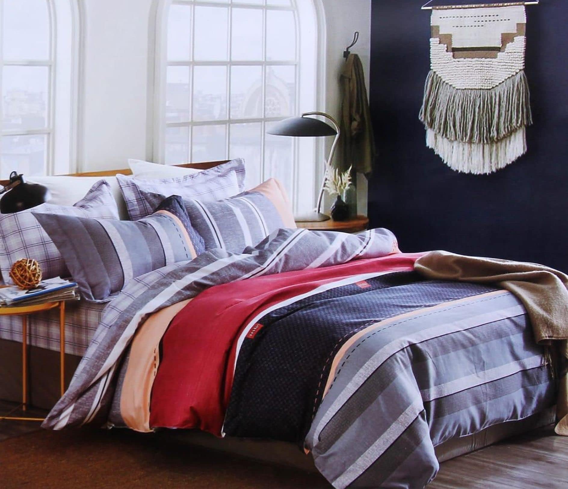 4 Piece Comforter Set (White & Red Floral)