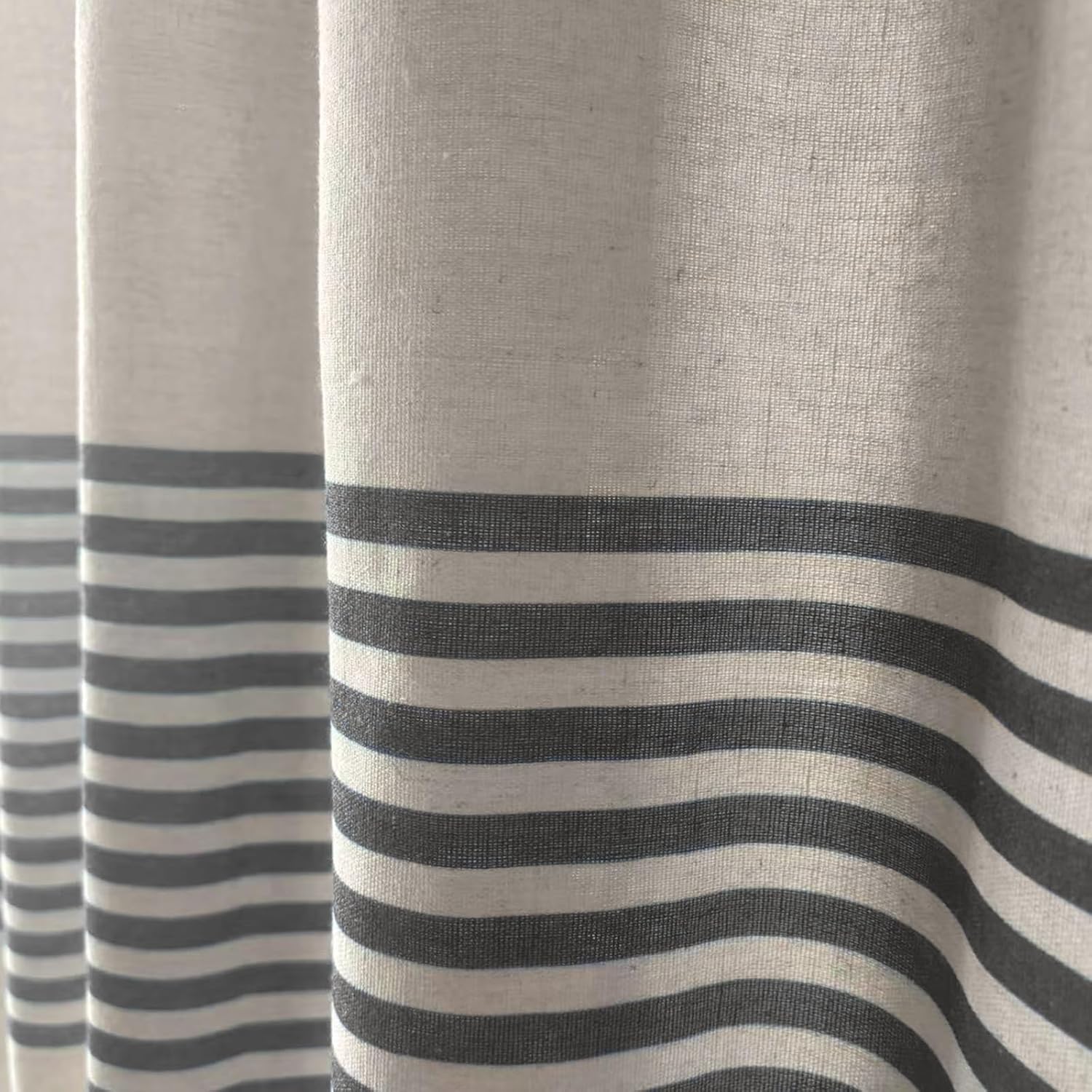 bufftieo Black Shower Curtain for Bathroom Boho Linen Farmhouse Tassel Shower Curtain Set 72" x 96"