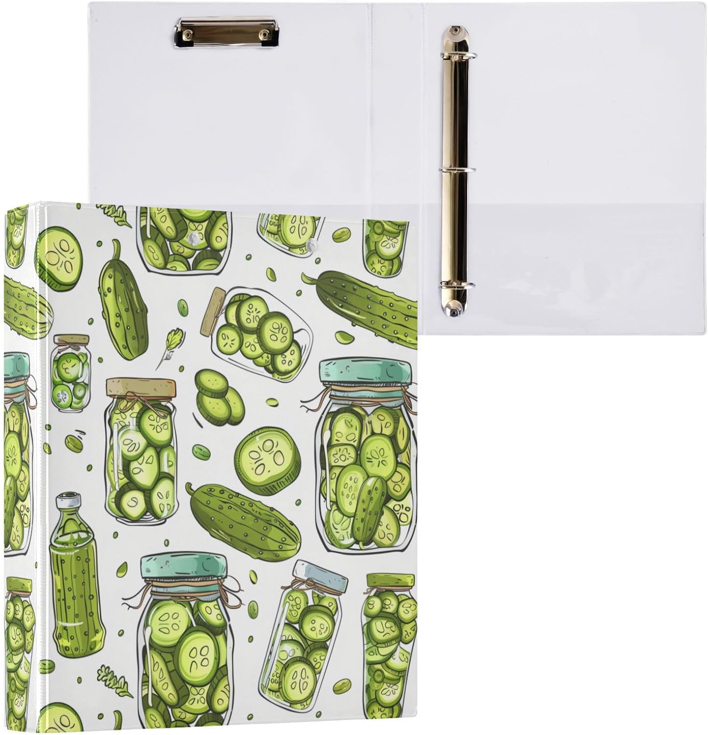 Cucumbers and Pickles Pattern 3 Round Ring Binders