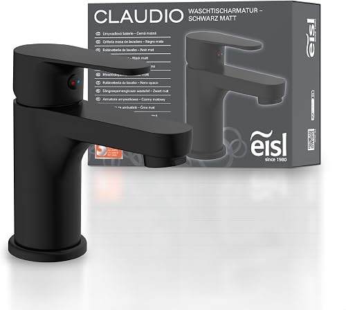 EISL CLAUDIO NI075CALCRBL Robinet de salle de bain noir - Robinet de lavabo de salle de bain avec valve pop-up - Noir - 1