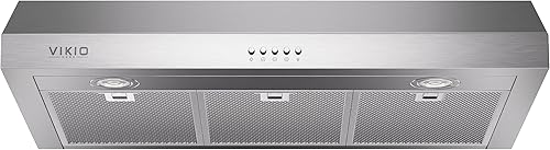 VIKIO HOME Under Cabinet Range Hood 30 Inch, 1200 CFM Dual-Motor Kitchen Vent with LED Lights, Button Control, Ducted Vent Hood, Reusable 5-Layer