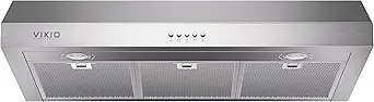 VIKIO HOME Under Cabinet Range Hood 30 Inch, 1200 CFM Dual-Motor Kitchen Vent with LED Lights