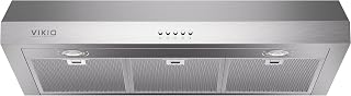 VIKIO HOME Under Cabinet Range Hood 30 Inch, 1200 CFM Dual-Motor Kitchen Vent with LED Lights, Button Control, Ducted Vent Hood, Reusable 5-Layer Aluminum Filters, Stainless Steel