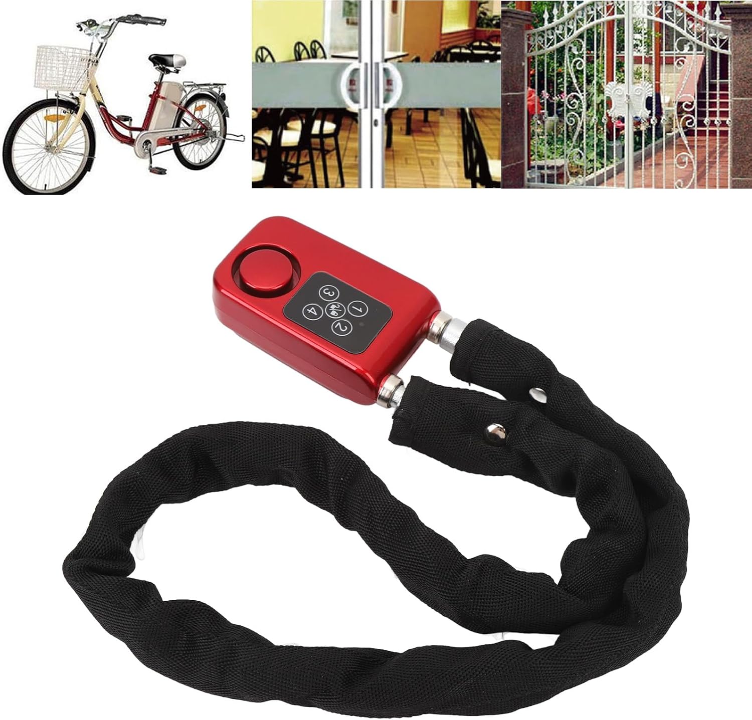 Y787G Chain Lock, Electric Motocycle Keyless Lock with Anti Theft Alarm, IP44 Water Cut Smart Lock, Motorcycle Smart Lock