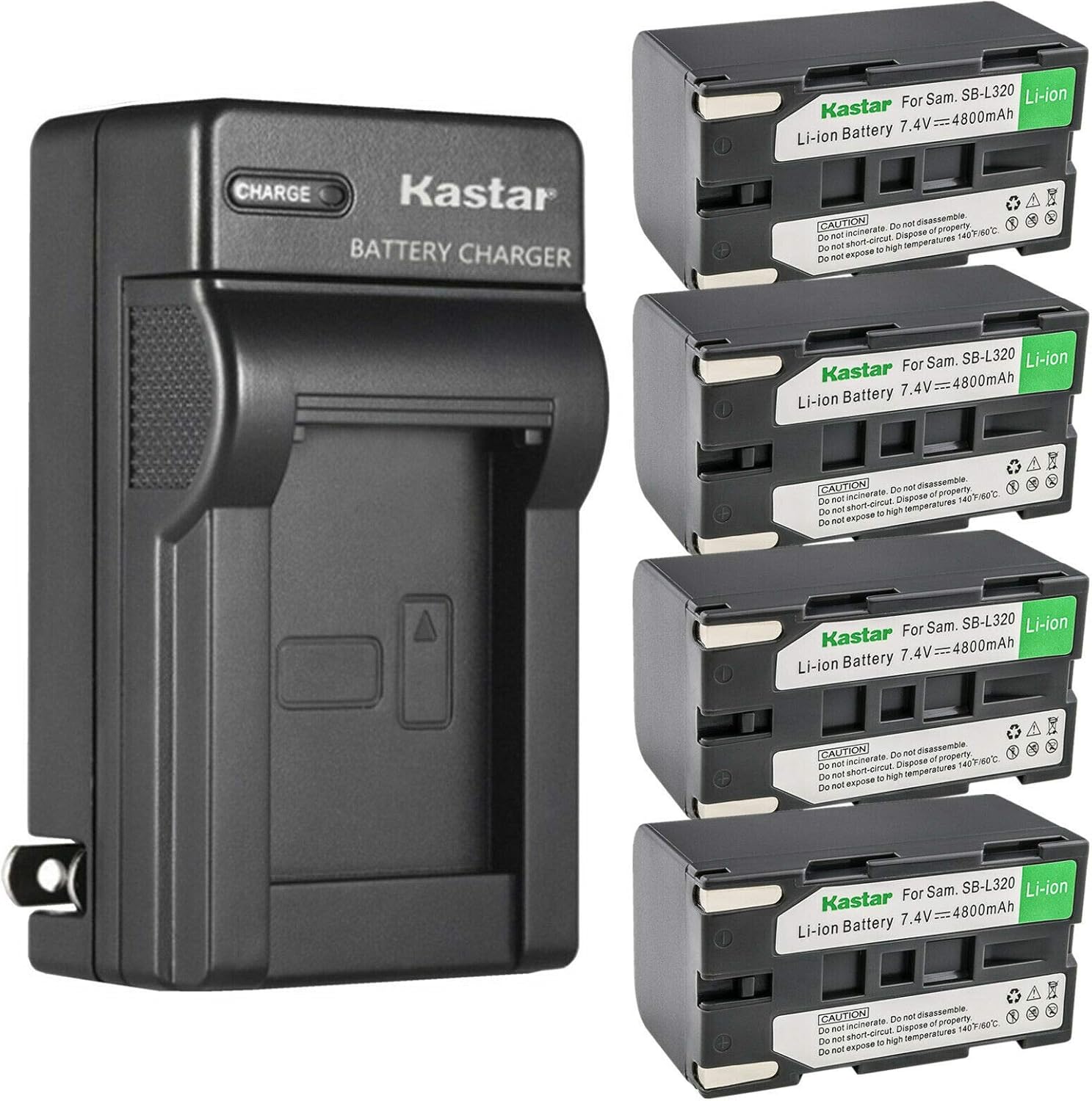 Kastar 4-Pack SB-L320 Battery and AC Wall Charger Replacement for Samsung SC-L810, SC-L860, SC-L870, SC-L901, SC-L903, SC-L906, SC-L907, SC-W61, SC-W62, SC-W71, SC-W73, SC-W80, SC-W87, SC-W97