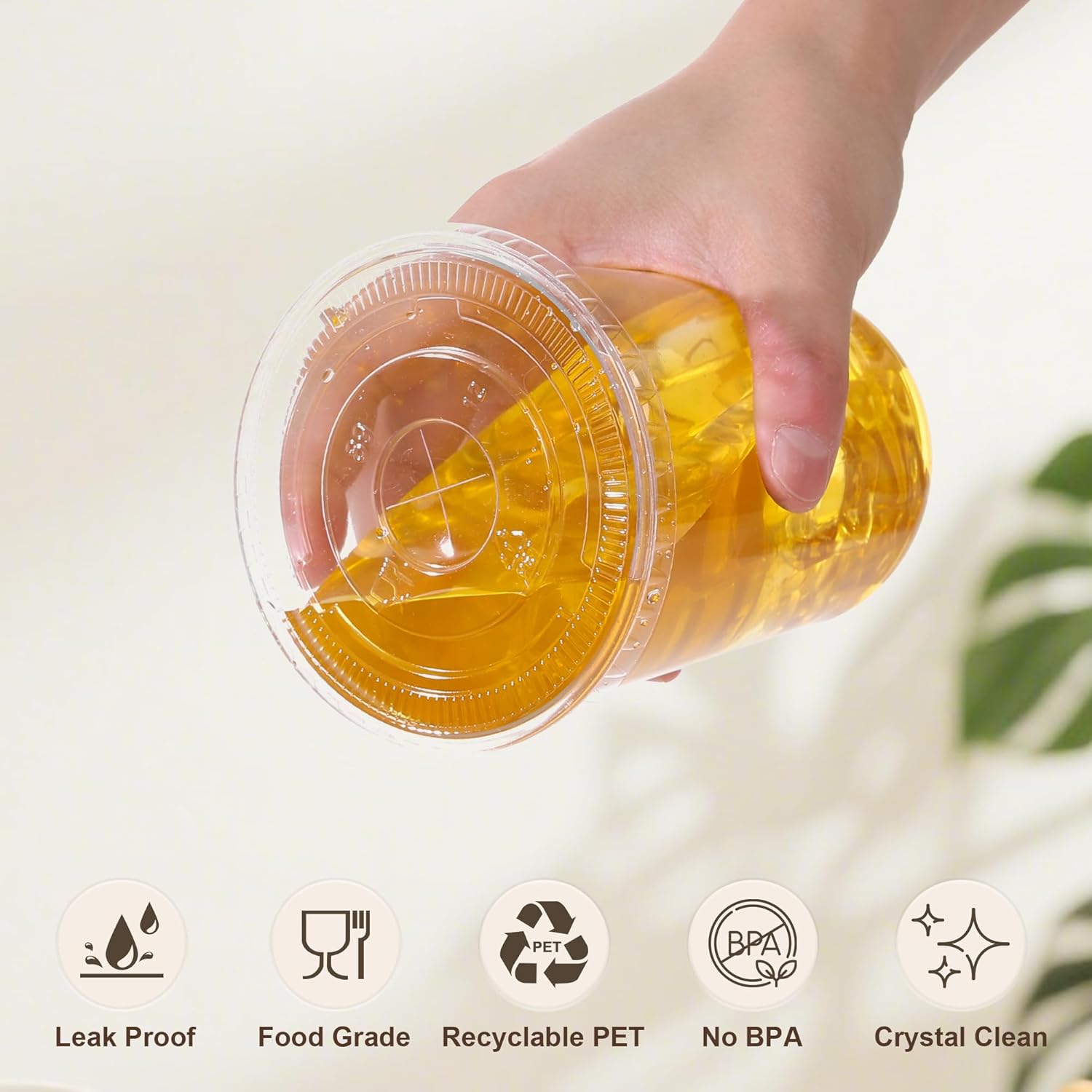 tchrules 100 Set 16oz Plastic Cups with Lids and Straws, Disposable Clear Iced Coffee Cup with Lid, Round Bottom Plastic To Go Cups for Cold Drinks Slushie Smoothie Lemonade Party Picnic Shop Supplies - Image 5