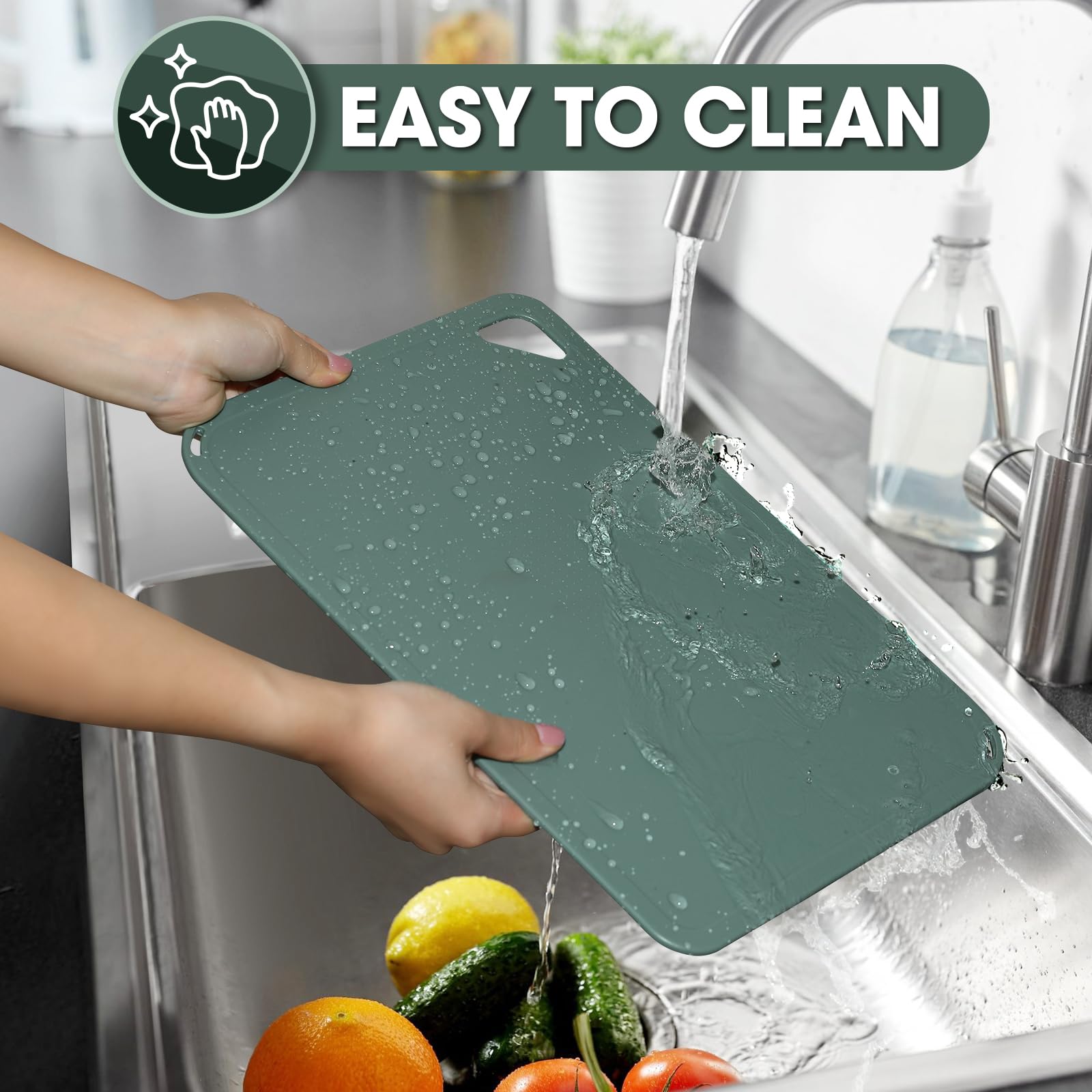 VZZNN Juego de 3 tablas de cortar de plástico, sin BPA, aptas para lavavajillas, para cocinas, carne, pescado, verduras y más accesorios de cocina