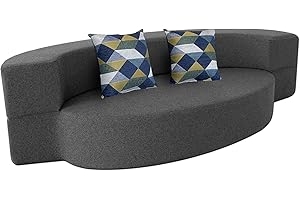 Modern Washable Stylish Oval Memory Foam Couch Folding Sofa Sleeper Bed for...