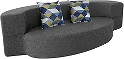 Nigoone Sofá-cama dobrável moderno, espuma viscoelástica com 2 travesseiros, sofá-cama, sofá futon, para quarto e sala de estar, conjunto lavável, elegante oval 196 cm C × 104 cm P × 25 cm A, cinza