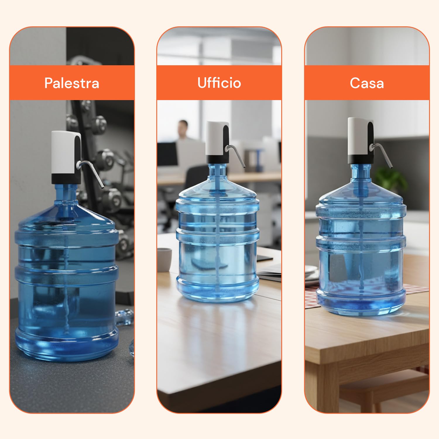 Avilia Dispenser Acqua Elettrico Pompa USB per Boccioni 5L 8L 20L Erogatore Automatico Beccuccio Inox Tubo Silicone Alimentare