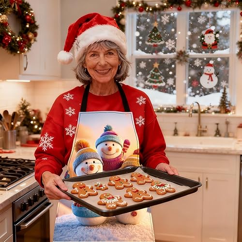 Miniatura 2 de Nuxovilar Delantales para mujer con bolsillos, 26.77 x 30.7 pulgadas, ideal para cocinar, hornear, reuniones de Navidad