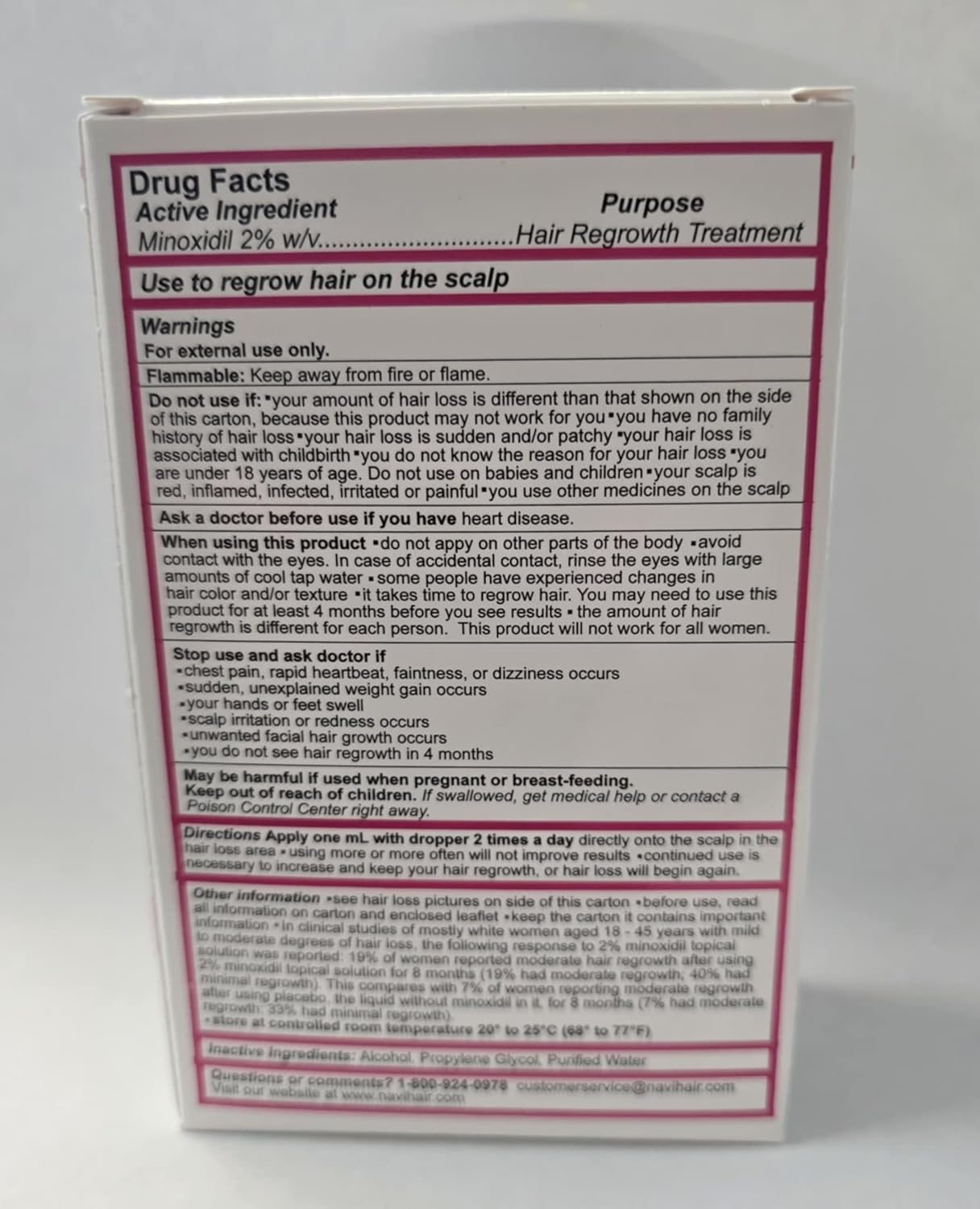 Women's 2% Minoxidil Topical Solution USP, Hair Regrowth Treatment, 3 Month Supply, Unscented, 2 Fl Oz, Pack of 3