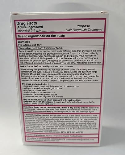 Miniatura 5 de Solución tópica de minoxidil al 2% para mujer, tratamiento de crecimiento del cabello, suministro de 3 meses, sin perfume, 2 onzas líquidas, paquete