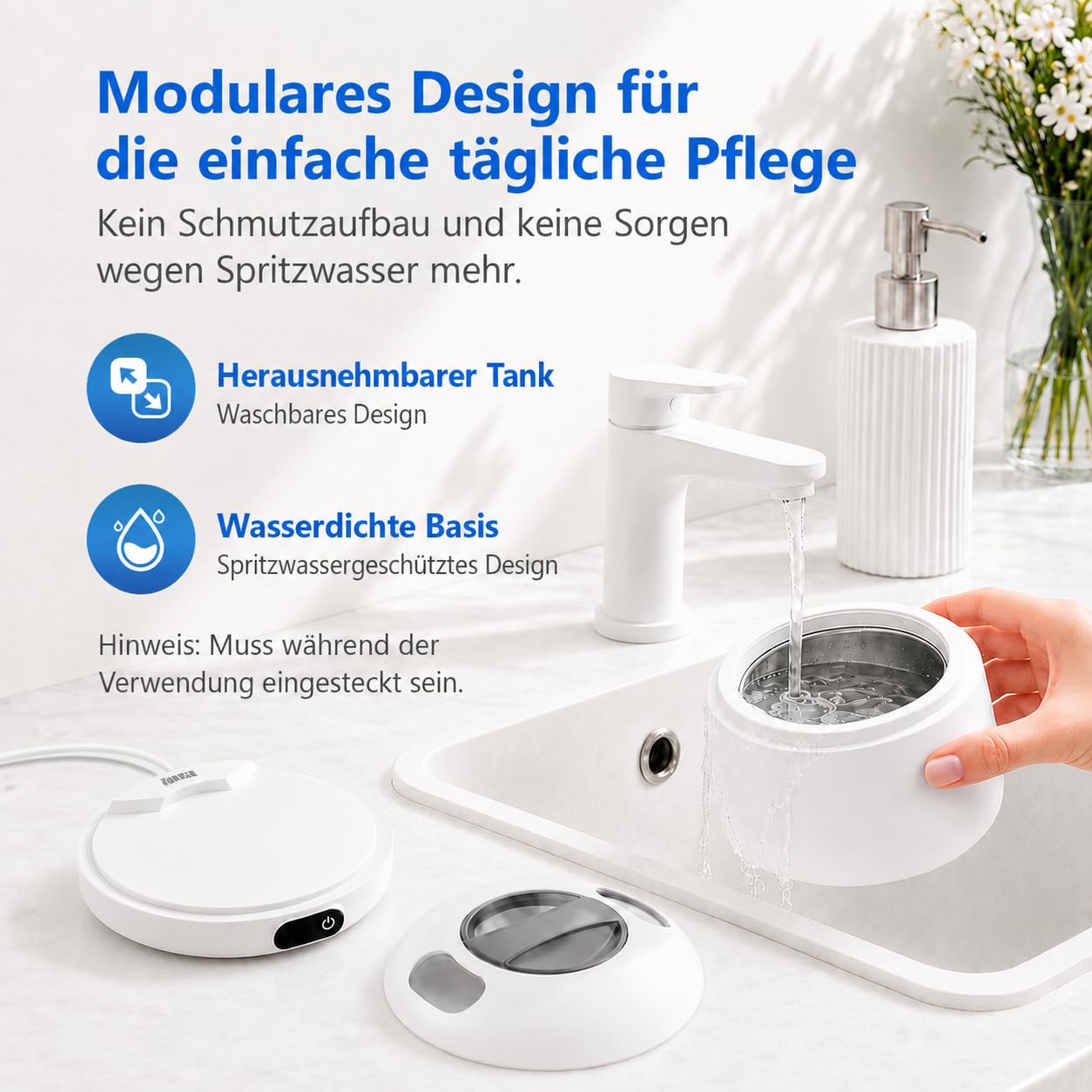 Voraiya Ultraschallreiniger für Zahnersatz, abnehmbarer Tank, Zahnprothesen