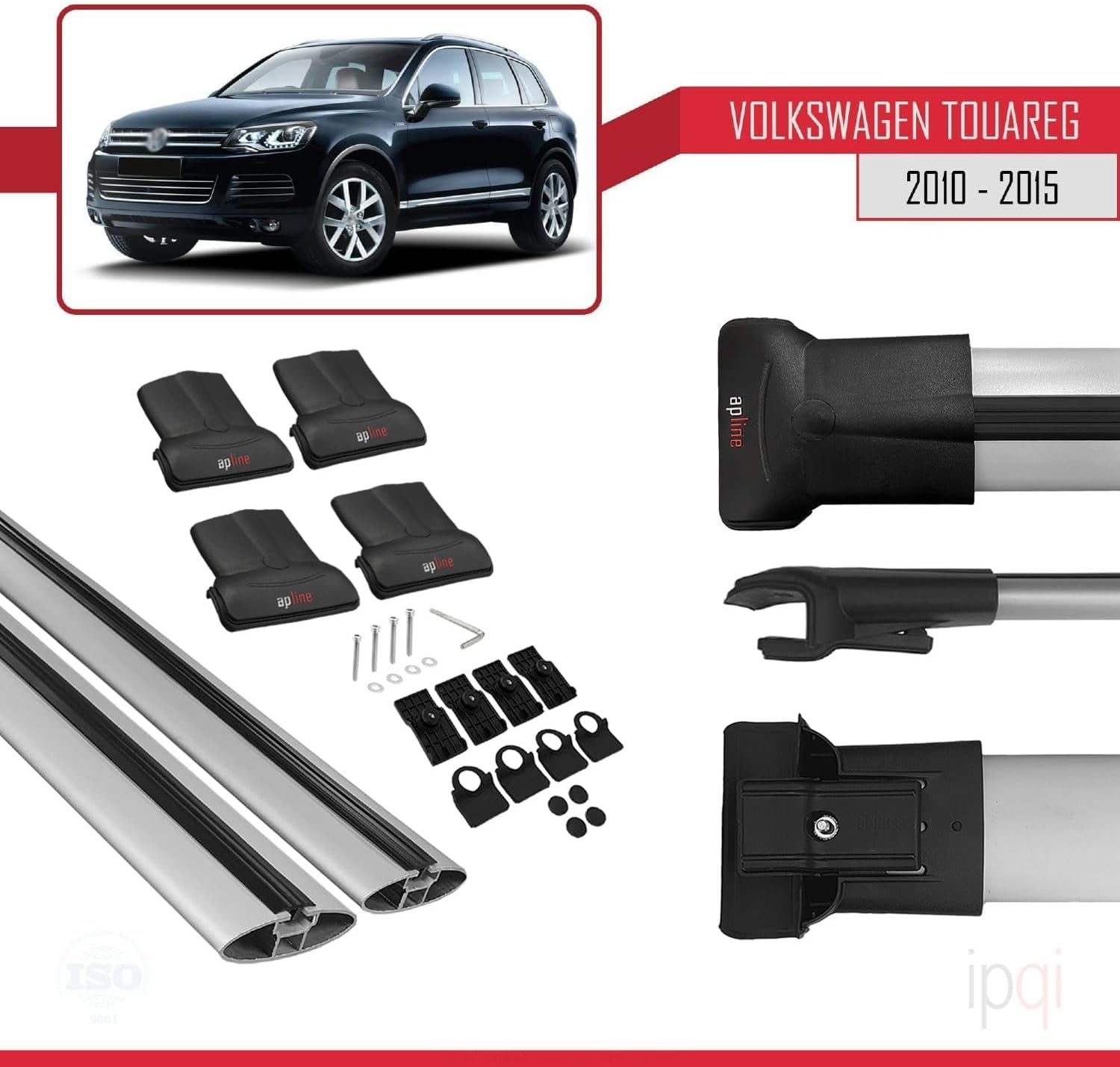 RE&AR Tuning Cross Bar Compatible for VW Touareg 2010-2015 Roof Racks Car Top Luggage Carrier Rails Alu Gray