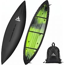 450D Silver Coated Kayak Cover with Carry Handle - Waterproof UV Resistant Protection for 9.5-13.5ft Kayaks, Canoes & SUPs - Includes Storage Bag Black, Medium 10.8-12FT