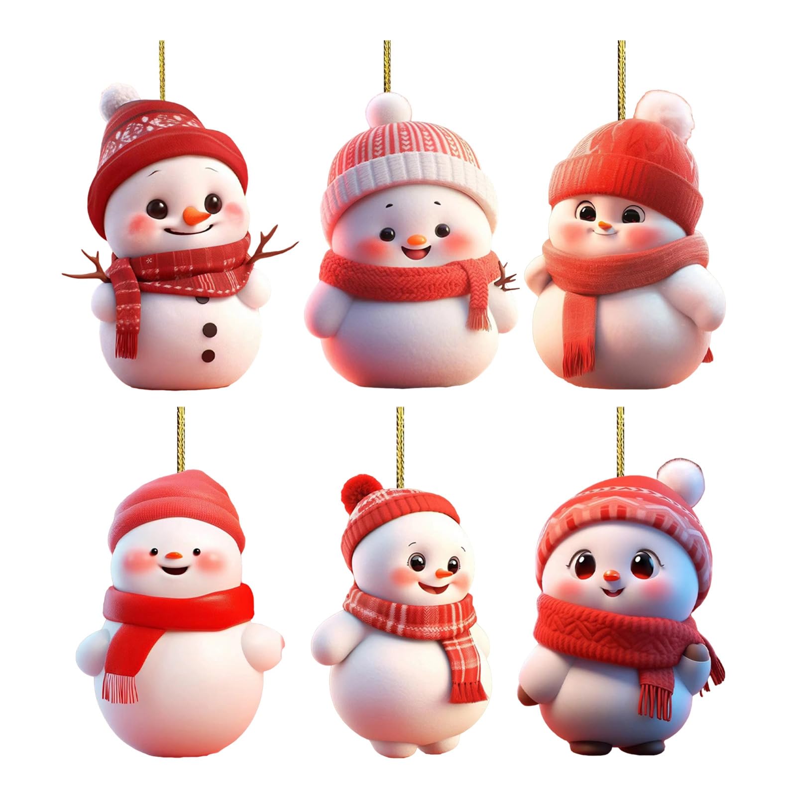 Christmas Ornament 2D Cartoon Snowman Shape Hanging Decoration with Lanyard Festive Atmosphere Christmas Decor for Tree G