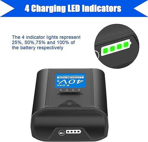 Miniatura 4 de JYJZPB Batería de iones de litio de repuesto de alta capacidad de 6000 Ah de 40 voltios para batería Kobalt de 40 V adecuada para Kobalt 40 V,