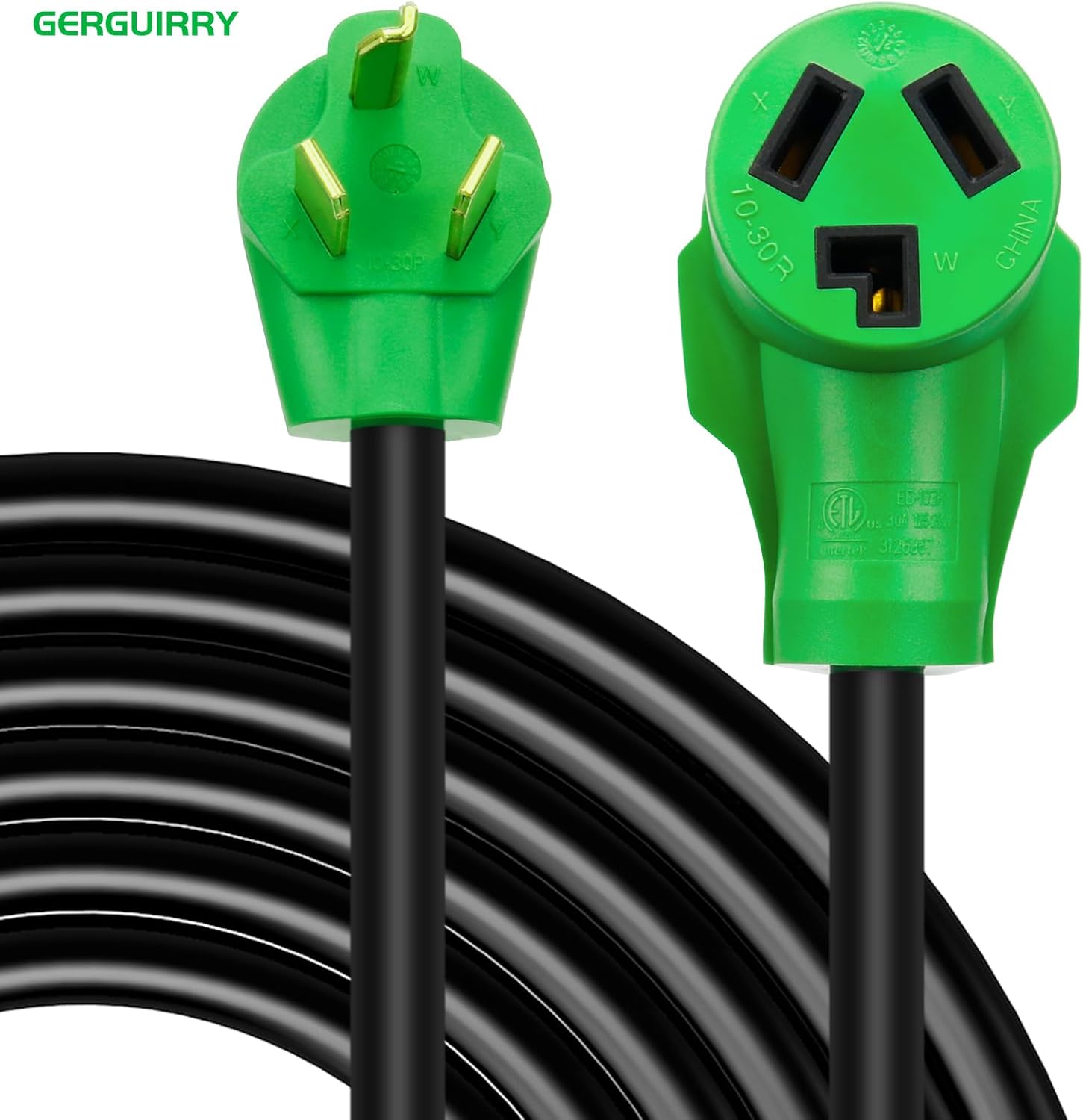 Gerguirry 15 Ft 3 Prong Dryer Extension Cord, 30 Amp NEMA 10-30P to 10-30R, for Dryer/RV/EV Charging, 250V 10-Gauge, Weatherproof & ETL Listed